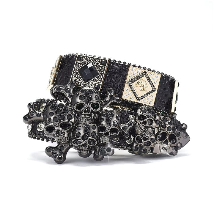Black Gothic Skull Western Belt