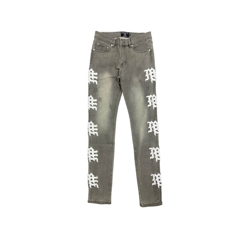 'Ash' Grey Monogram Denim