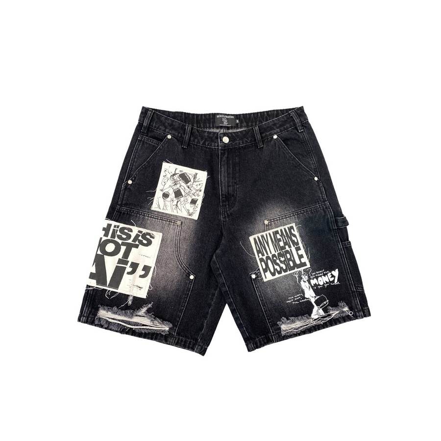 "AI" Denim Shorts — Black