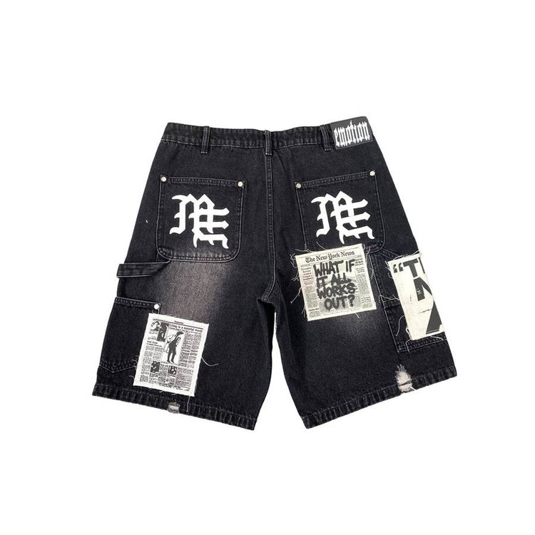 "AI" Denim Shorts — Black