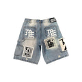 "AI" Denim Shorts — Blue