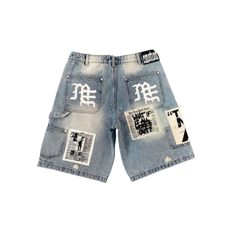 "AI" Denim Shorts — Blue