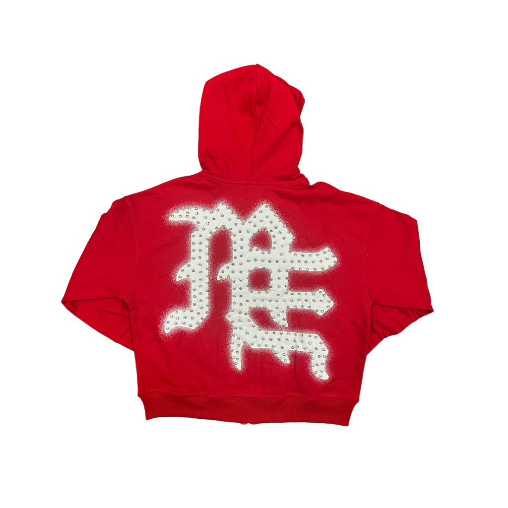 Red ‘End’ Rhinestone Hoodie